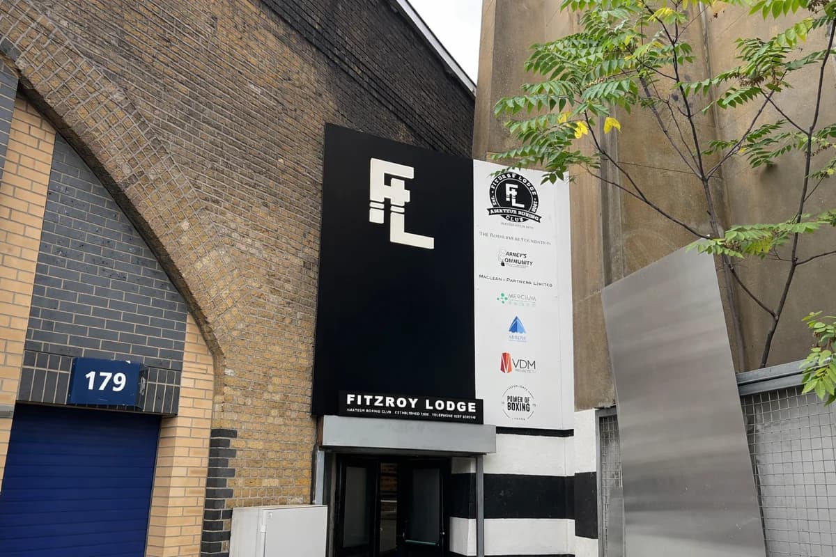 Fitzroy Lodge Boxing Gym halo and rear illuminated exterior sign by CVB Technical Solutions