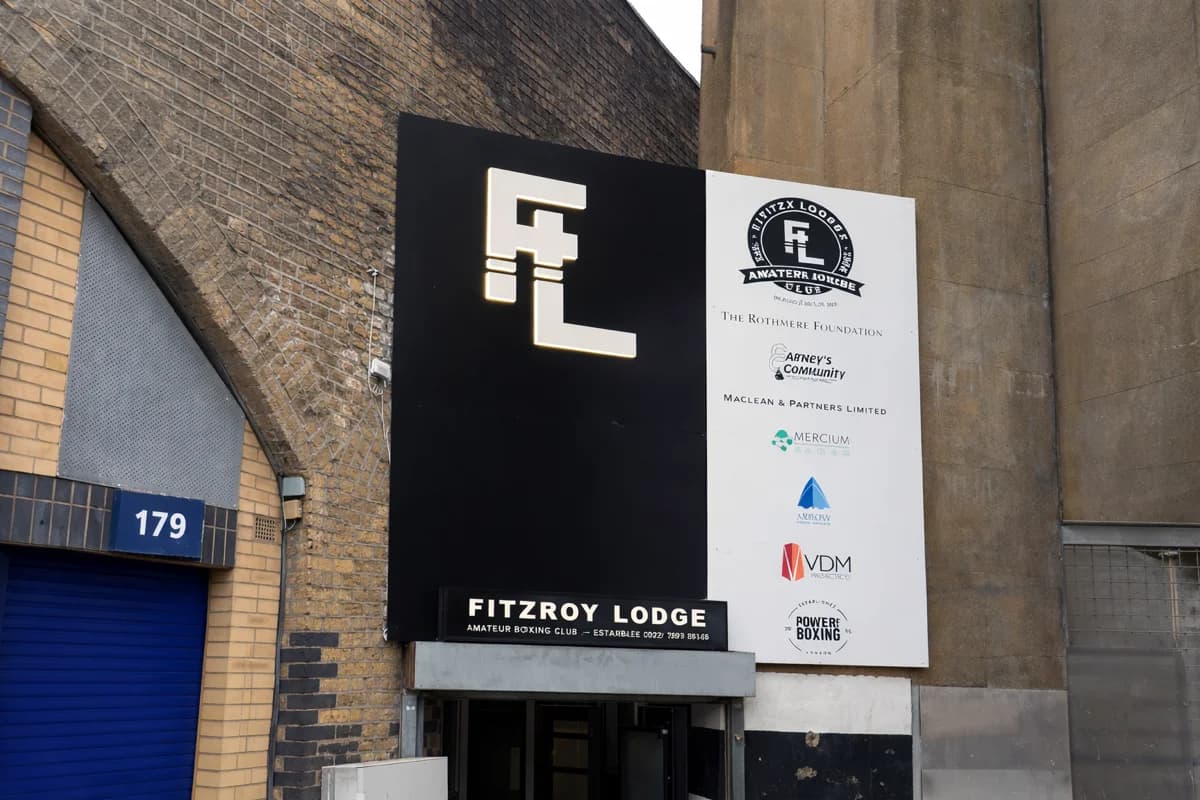 Halo lighting on exterior signage providing premium glow effect