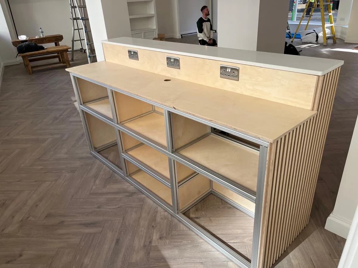 Bespoke desk with open storage design