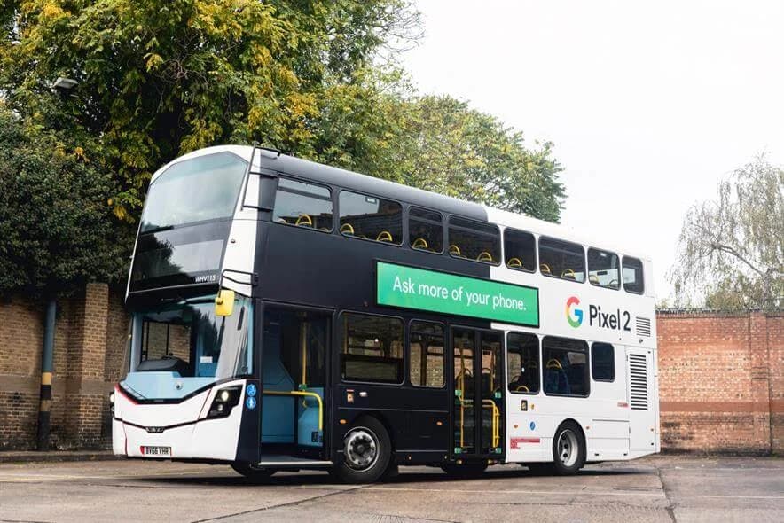 Exterion Media Google Bus mobile LED display advertising by CVB Technical Solutions