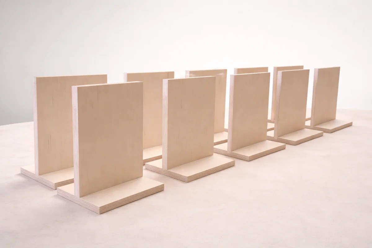 Countertop wooden display stands in large quantity by CVB Technical Solutions